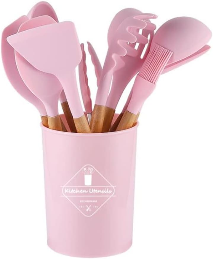 Silicone Kitchenware Cooking Utensils Set Non-stick Cookware Whisk Beaters Kitchen Cooking Tool Set(Black)
