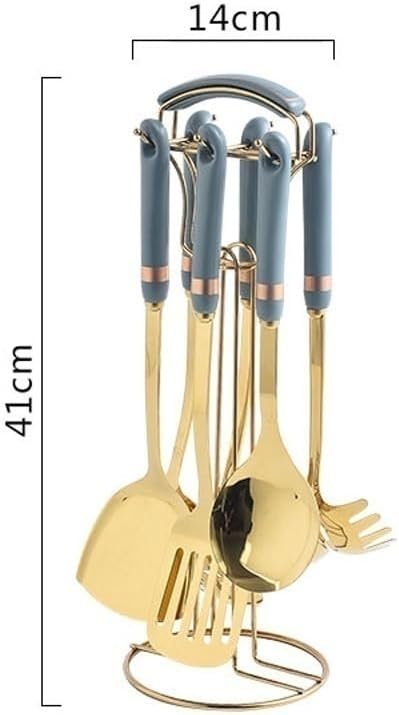Spoons for Cooking Spatulas Cooking Utensils Cookware Dining Gadgets Sets 7 Pieces Gadgets Stainless Steel Ceramic Kitchen Tools (Black)