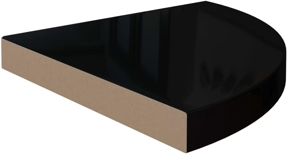Floating Corner Shelves 4 pcs,Wall Mounted Shelf,Display Ledge,for Storage,Bedroom Living Room Office and More High Gloss Black 13.8'x13.8'x1.5' MDF