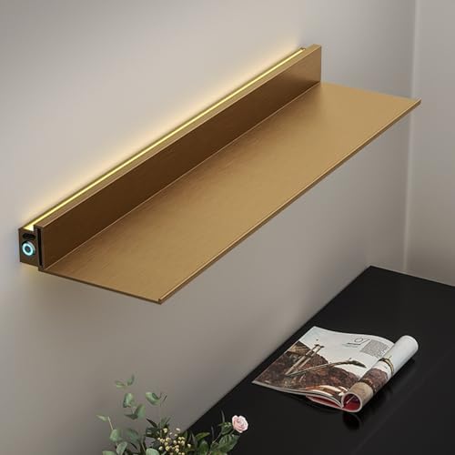 Floating Shelf with LED Light and Built-in Lithium Battery, Heavy Duty Commercial Display Shelf for Living Room, Kitchen, Restaurant, Home and Office