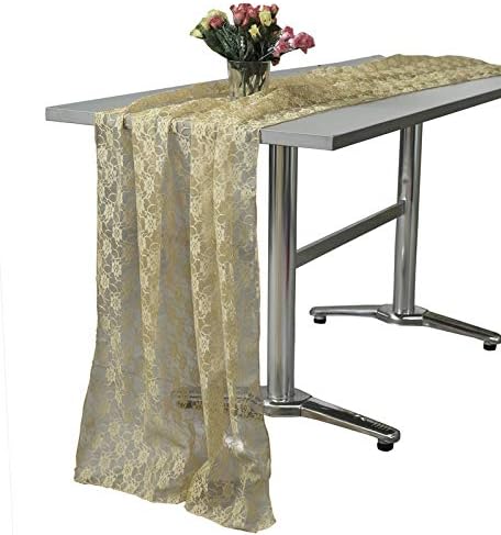 VDS Table Runner Lace Runner for Wedding Reception Party Table Decoration 27 x120 Inch (Pack of 15 Champagne Gold)
