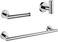 Bathroom Hardware Set Round Towel Bar Toilet Paper Holder Towel Ring Robe Hook Stainless Steel,3 Piece kit 60cm