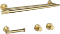 Golden Towel Rack Towel Bar Ring Brushed Gold Hardware Set Robe Coat Hook Toilet Tissue Paper Holder Bathroom Accessories Kit,4 Pieces Set C