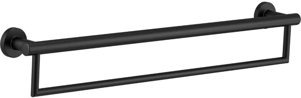 Delta Contemporary (1-Pack) 24' Towel Rack w/ Assist Bar ADA Compliant Matte Black Bathroom Safety Handle | Wall Mount 300 lb Capacity, Balance, Handicap Grip 41519-BL