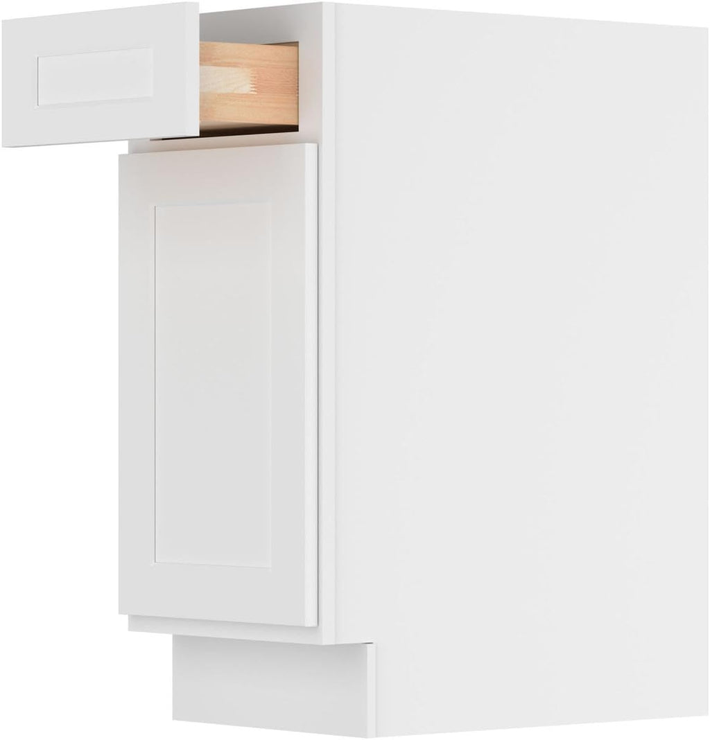 Furinno Shaker Drawer Base Kitchen Cabinet with 1-Door, Ready to Assemble, 24 D x 15 W x 34.5 H, White