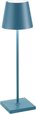 Zafferano, Poldina Pro Lamp, Rechargeable Cordless Table Lamp with Touch Controls, Suitable for Indoor and Outdoor, Dimmer, 2200-3000 K, Height 14.9 Inches, Avio Blue Color