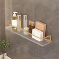 Acrylic Corner Shower Caddy with Towel Shelf - Wall Mounted Bathroom Orgafor Cosmetic and Skin Products - Floating Shelf for Dressing Table and Kitche(Gold-30Cm)