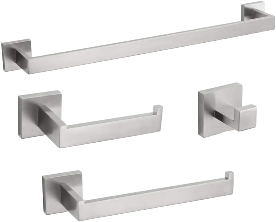 Bathroom Hardware Set Bathroom Accessories Black Robe Hook Towel Rail Bar Rack Bar Shelf Tissue Paper Holder Toothbrush Holder,Set,Brushed