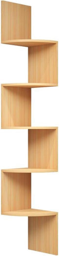 Kitchen Shelves, 5-Tier Corner Shelf, Wall Mounted Floating Bookshelf for Bedrooms, Bathrooms, Kitchens, Offices, Living Rooms, Fit 90-Degree Wall Corners (A 5 Tier)