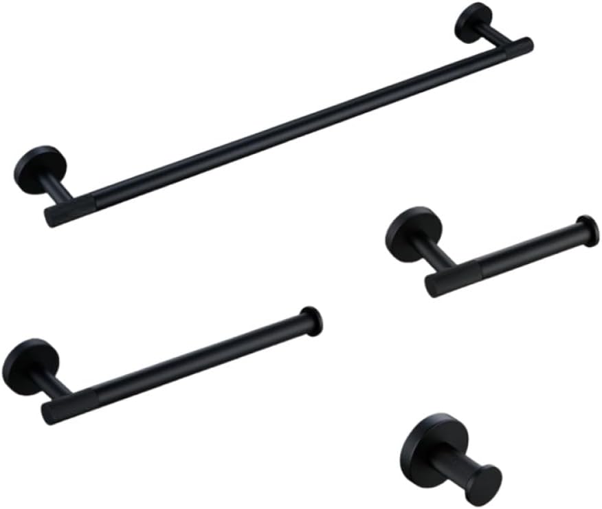 Modern Matte Black Bathroom Hardware Set with Brass Knurled Design Towel Bar Bath Robe Hook Shelf and Toilet Paper Tissue Holder Stylish and Functional Accessories for Your Bathroo