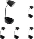 Simple Designs LD1056-BLK Gooseneck Organizer Desk Lamp with iPad/Tablet Stand or Book Holder and USB Port, Black (Pack of 5)