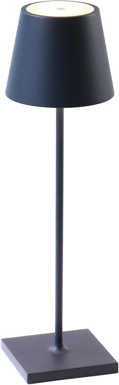 Zafferano, Poldina Pro Lamp, Rechargeable Cordless Table Lamp with Touch Controls, Suitable for Indoor and Outdoor, Dimmer, 2200-3000 K, Height 14.9 Inches, Steel Blue Color