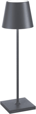 Zafferano, Poldina Pro Lamp, Rechargeable Cordless Table Lamp with Touch Controls, Suitable for Indoor and Outdoor, Dimmer, 2200-3000 K, Height 14.9 Inches, Dark Gray Color