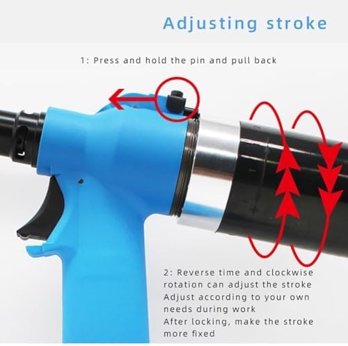 Heavy Duty Air Hydraulic Rivet Nut Tool Kit - Powerful Pop Rivet Gun with 7 Replaceable Nozzles & Toolbox - Automatic Air Rivet Hammer for Construction & DIY Projects (Blue)