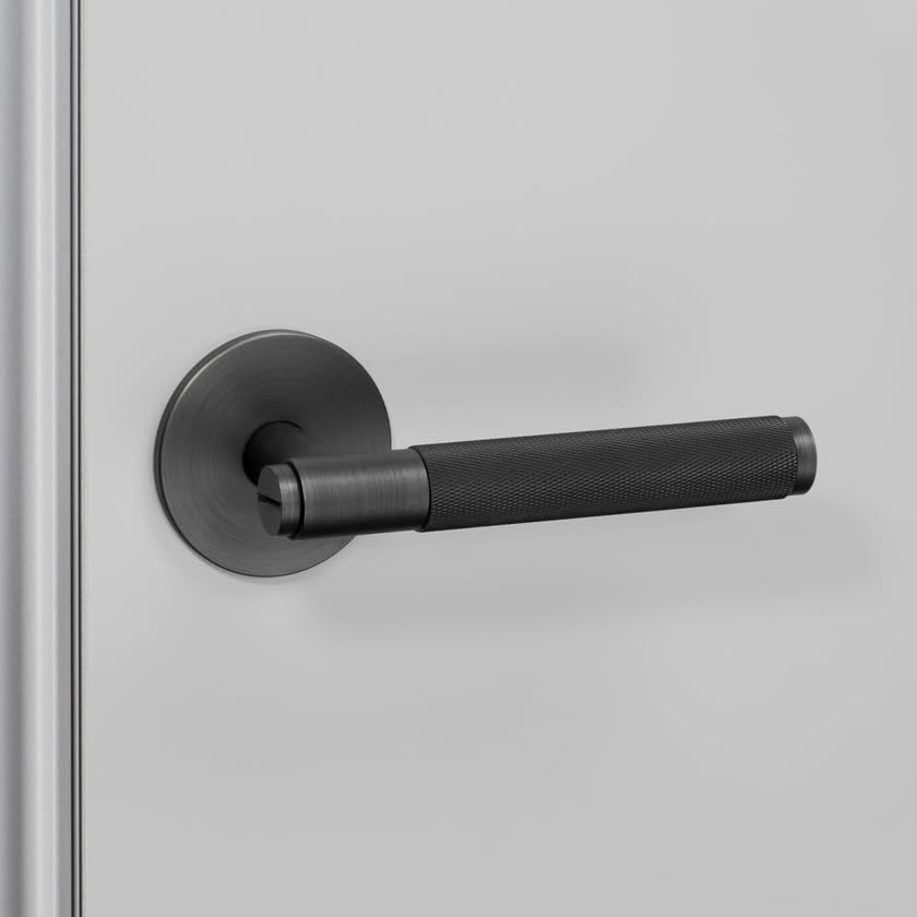 Buster and Punch Door Handle Set Passage Cross Knurl Smoked Bronze
