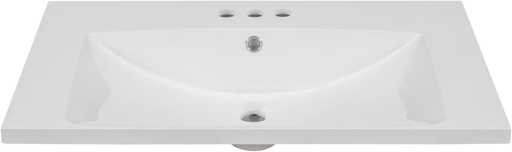 36' Ceramic Bathroom Vanity Sink Top, Modern White Vanity Top for cabinet with Triple Faucet Holes