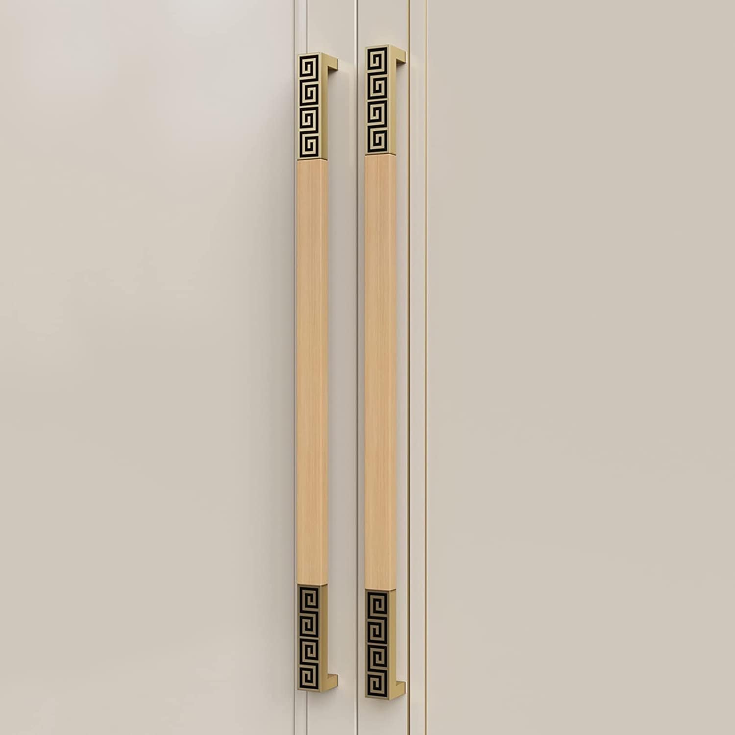 Barn Door Handles Gold,Vintage Sliding Glass Door Pulls Up Bar Double Sided Gate Pole with Fittings Interior Exterior Shed Doors Handle (Natural-100cm/39.4in
