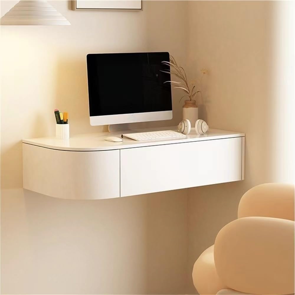 Modern White Floating Vanity, Right, 31.5 * 15.8 * 7.1in, 1 Shelf, Wall-Mounted, Rectangular, Space-Saving, Adult, Unisex, Bedroom, Wall, Morning, Nighttime