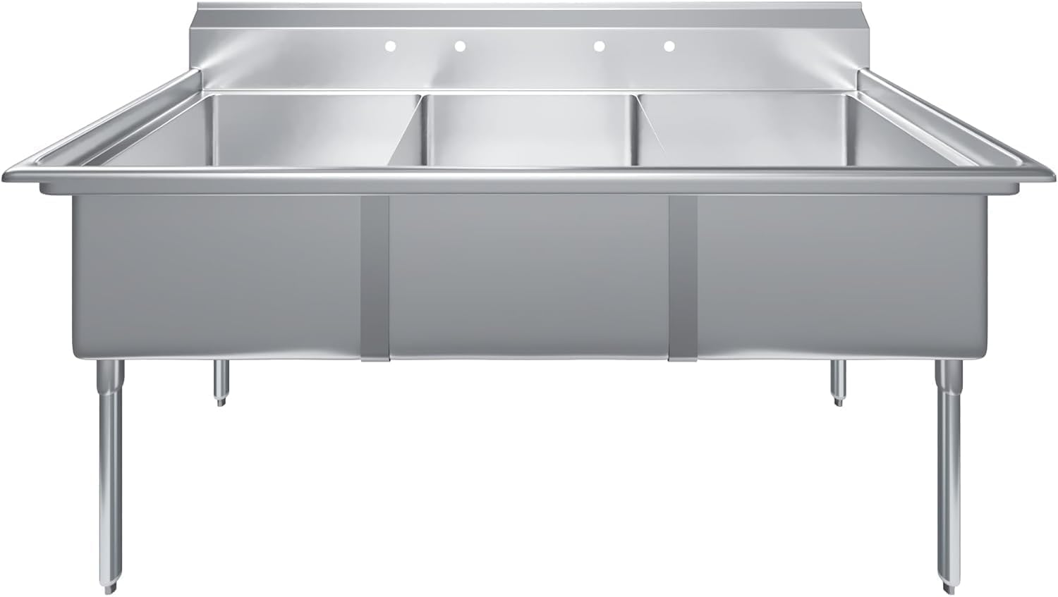 Three Compartment Stainless Steel Commercial Kitchen Prep & Utility Sink | Bowl Size 24' x 24' X 14' | NSF Certified (Size 78' x 30' x 43')