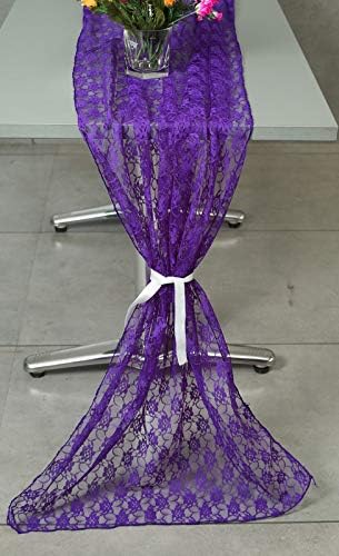 VDS Table Runner Lace Runner for Wedding Reception Party Table Decoration 27 x120 Inch (Pack of 15 Cadbury Purple)