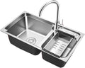 Kitchen Sinks Large Capacity Kitchen Sink Kitchen Stainless Steel Sink Kitchen Double Bowl Sink Restaurant Sink and Faucet (83 * 45 * 21.5Cm