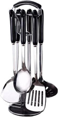 Kitchen Tools Spoons for Cooking Spatulas Cooking Utensils 7 Pieces Stainless Steel Ceramic Cookware Dining Gadgets Sets (Black)