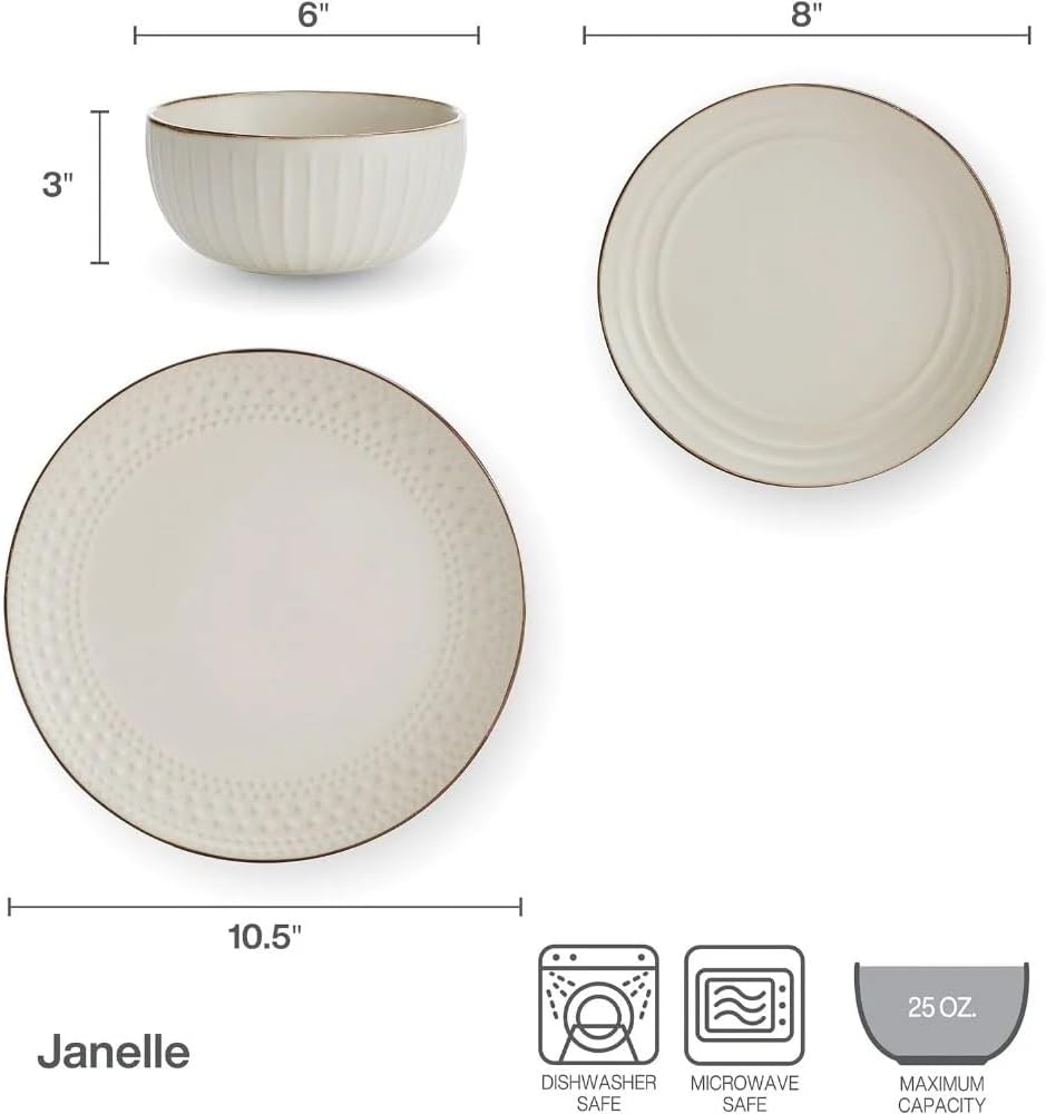 Cream Dish Kitchen Tableware Set of Plates 12 Piece Dinnerware Ceramic Dishes to Eat Plate Dinner Sets