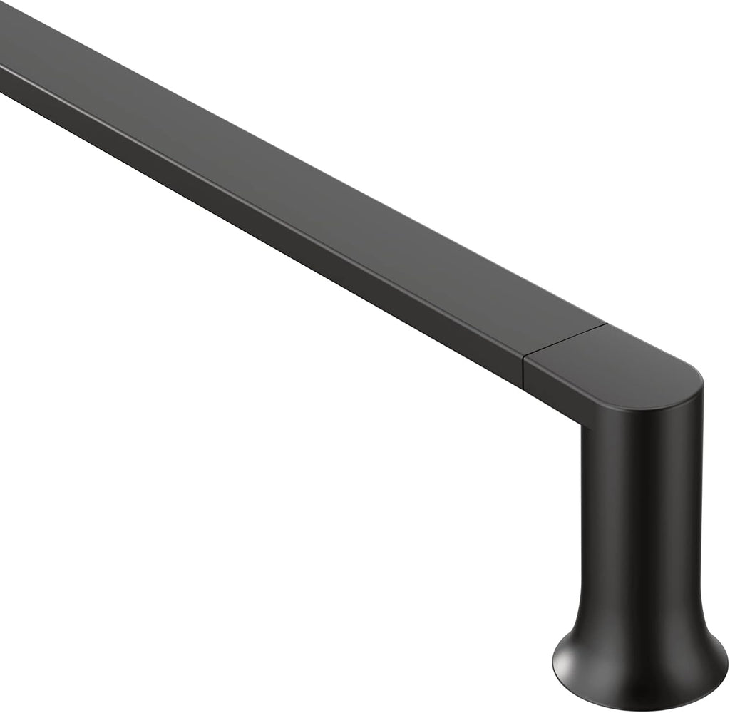 Moen Genta Modern 24-Inch Single Kitchen or Bathroom -Towel Bar, 6.8-Inch Hand -Towel Bar, Single Robe or -Towel Hook, and Double Post Pivoting Toilet Paper Holder, Matte Black
