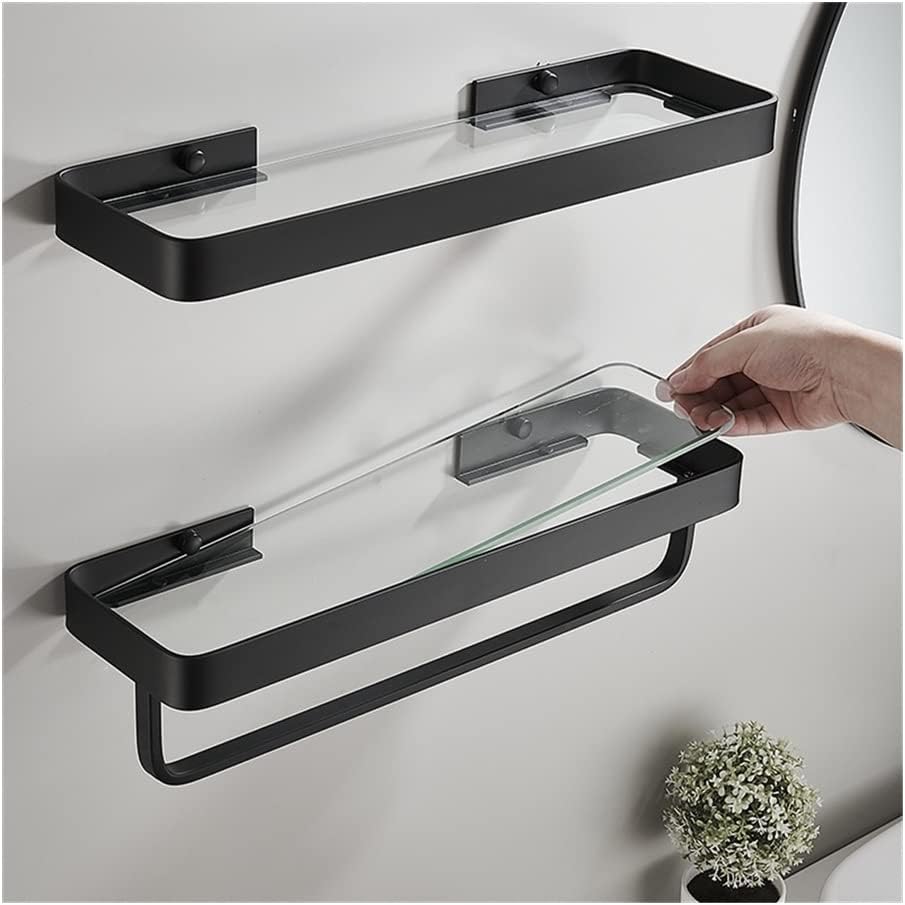 Floating Shelves Shower Caddy Bathroom Shelf Bathroom Shelf Bath Shower Shelf with Bar Aluminum White Glass Shelf Bathroom Corner Shelf Wall Mounted Kitchen STO