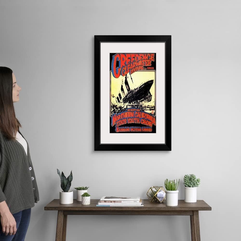 GREATBIGCANVAS Creedence Clearwater Revival Poster Black Framed Wall Art Print, Classic Rock Artwork