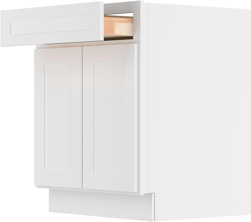 Furinno Shaker Drawer Base Kitchen Cabinet with 2-Doors, Ready to Assemble, 24 D x 27 W x 34.5 H, White