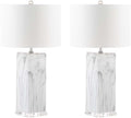 SAFAVIEH Lighting Collection Olympia Modern Contemporary Black/ White Marble Ceramic 29-inch Bedroom Living Room Home Office Desk Nightstand Table Lamp Set of 2 (LED Bulbs Included)