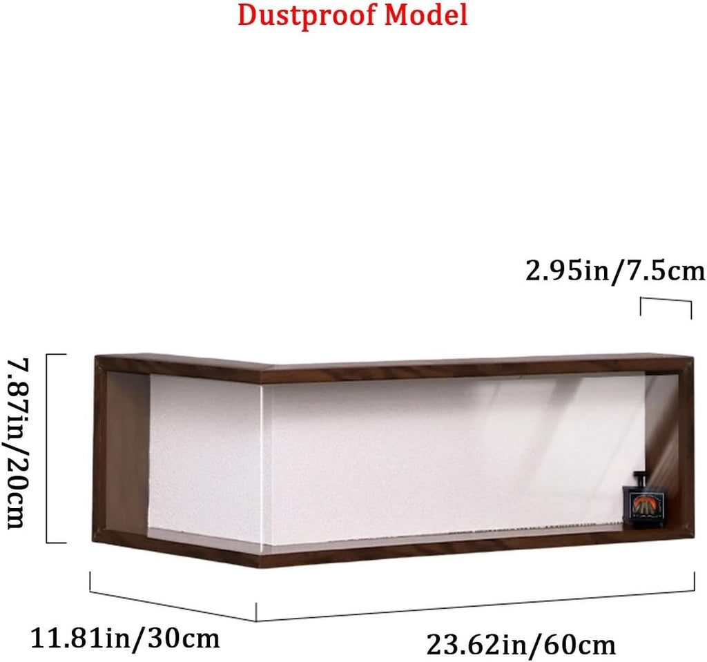 Wall Mounted Corner Shelf - Floating Shelves Save Space with Light Corner Display Shelf Stand Dustproof Storage, Heavy Duty Floating Shelves with LED Lights
