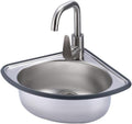 Single Bowl Sink Stainless Steel Triangle Wash Basin, Wall-Mounted Corner Sink Thick Wash Basin for RV, Campervan (Color : Silver, Size : B4(34x34cm)) (Silver A2(34x34cm))