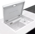 Hidden Sink with Cover Liftable Faucet White Single Bowl Sink Stainless Steel Sink with Cup Washer Bar Sink (