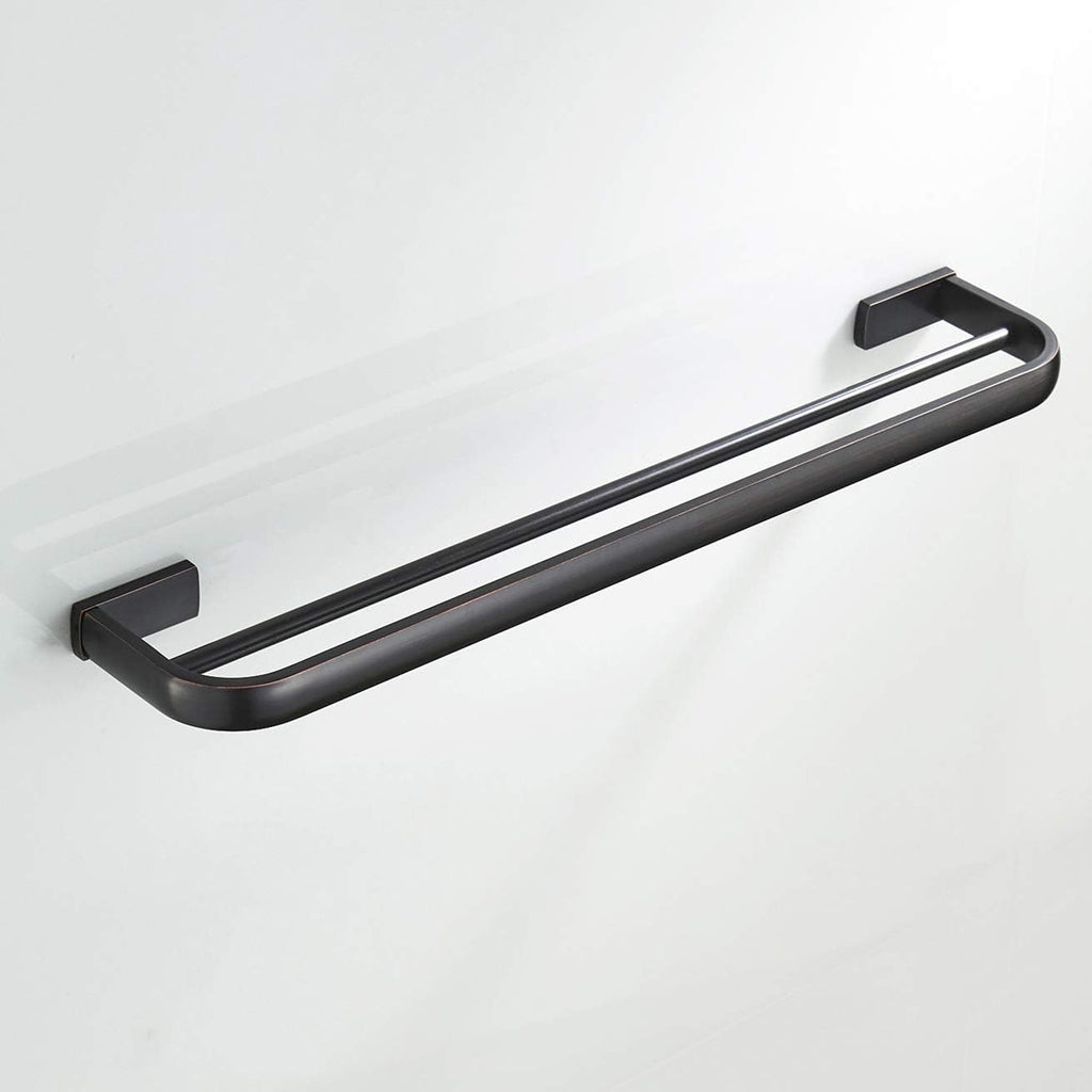 304 Stainless Steel Double Layer Towel Bar Rack Wall Mounted Towel Holder for Bathroom & Kitchen Durable Black Finish Space Saving Design Rust Resista