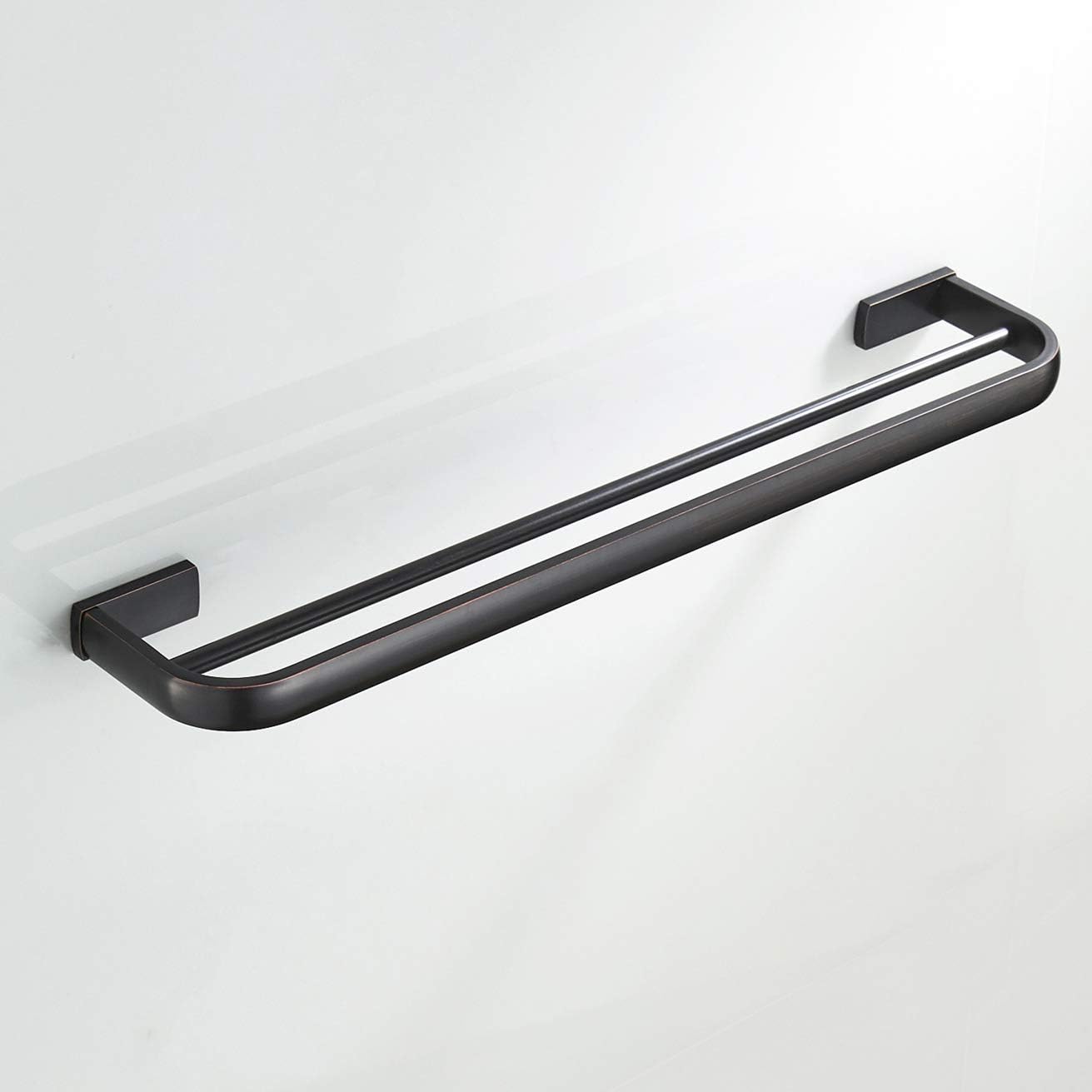 304 Stainless Steel Double Layer Towel Bar Rack Wall Mounted Towel Holder for Bathroom & Kitchen Durable Black Finish Space Saving Design Rust Resista