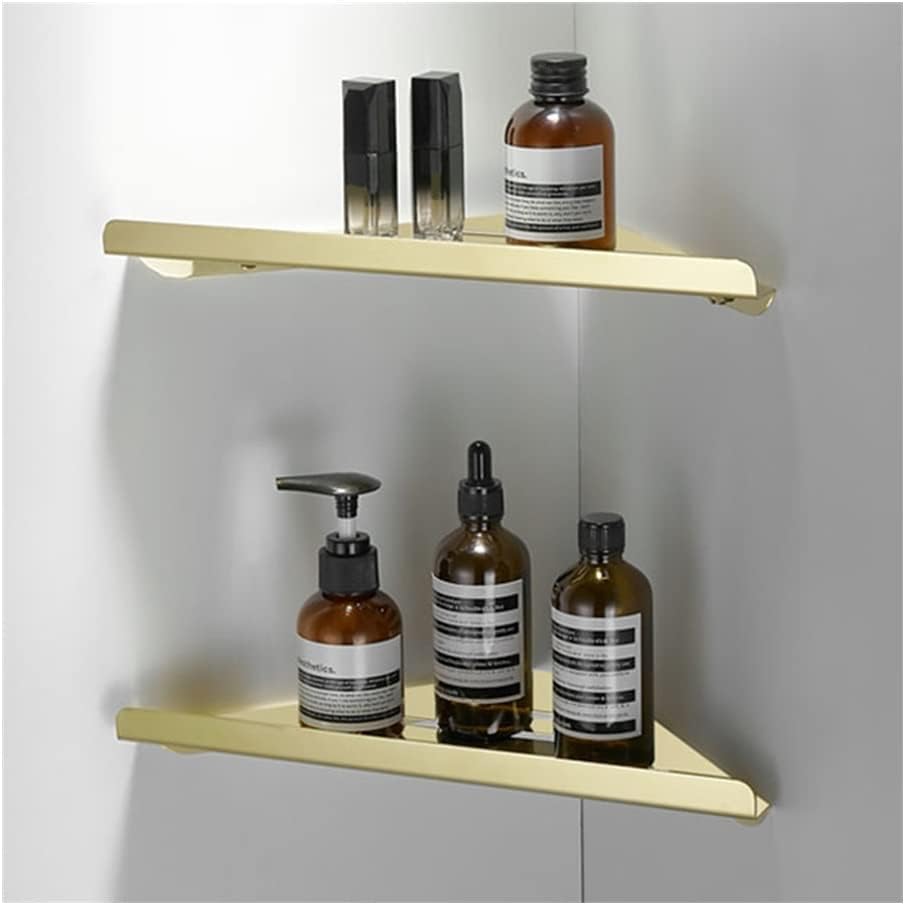 Gold Corner Shower Caddy Stainless Steel Bathroom Shelf Organizer Wall Mounted Floating Shelves for Shampoo Soap Storage Kitchen Spice Rack with Towel Bar Brushed Gold Finish