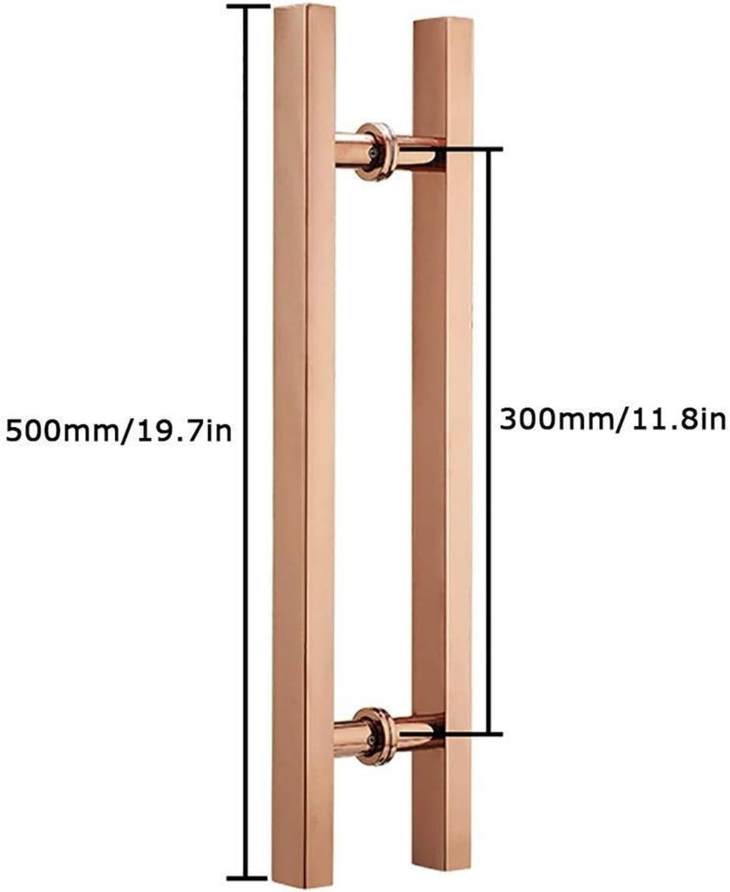 Rose Gold Handle,Door Hardware Heavy Duty Stainless Steel Square Tube Door Pull Handle/Glass Door Handle/Barn Door Sliding Handrail