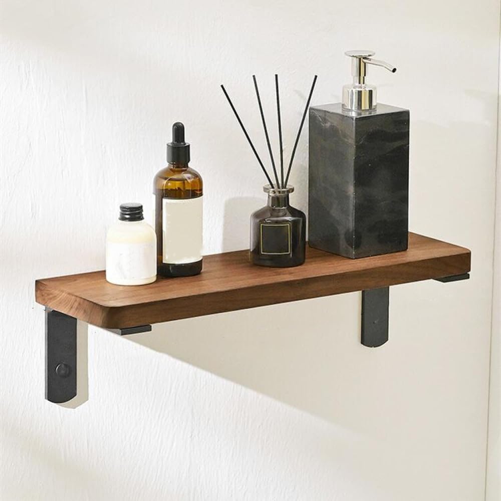 Wood Black Bathroom Hardware Set Towel Rack Toilet Paper Holder Towel Bar Bathroom Shelf Bathroom Accessories,40cm Bathroom Shelf