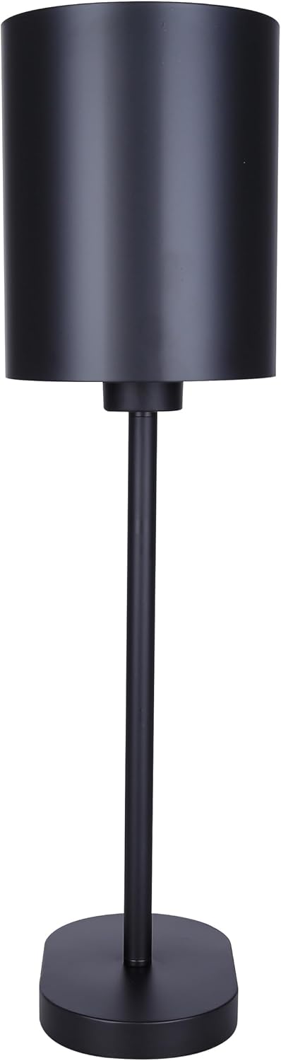Canarm Kov 1-Light Table Lamp, 24-inch Minimalist Design with Matte Black Finish Metal Shade and Rotary Switch for Bedroom, Living Areas or Office