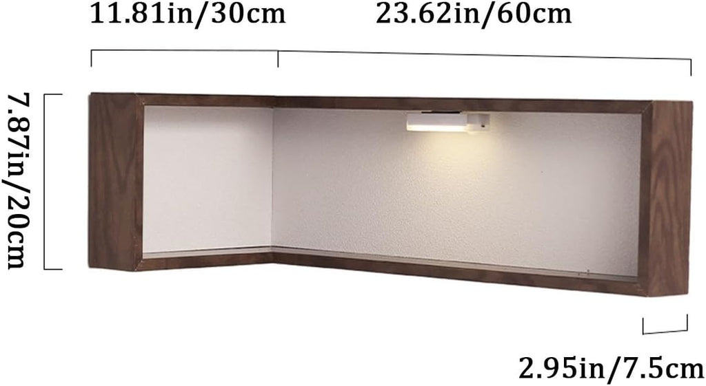 Wall Mounted Corner Shelf - Floating Shelves Save Space with Light Corner Display Shelf Stand Dustproof Storage, Heavy Duty Floating Shelves with LED Lights