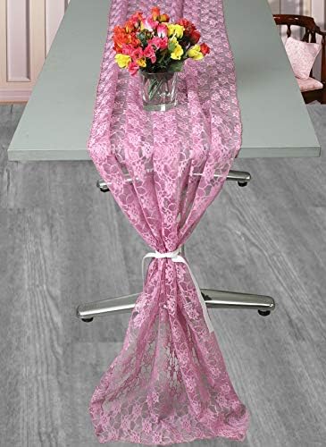 VDS Table Runner Lace Runner for Wedding Reception Party Table Decoration 27 x120 Inch (Pack of 15 Dusty Pink)
