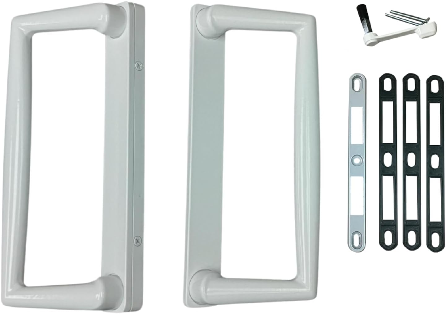 9 in White PGT Sliding Glass Patio Door Handle Set, Surface Mount Replacement with Thumb Latch Lever, Screws and Keepers, 4-15/16 in Hole Spacing Repair Kit