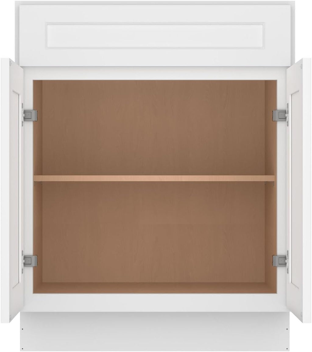 Furinno Shaker Drawer Base Kitchen Cabinet with 2-Doors, Ready to Assemble, 24 D x 27 W x 34.5 H, White