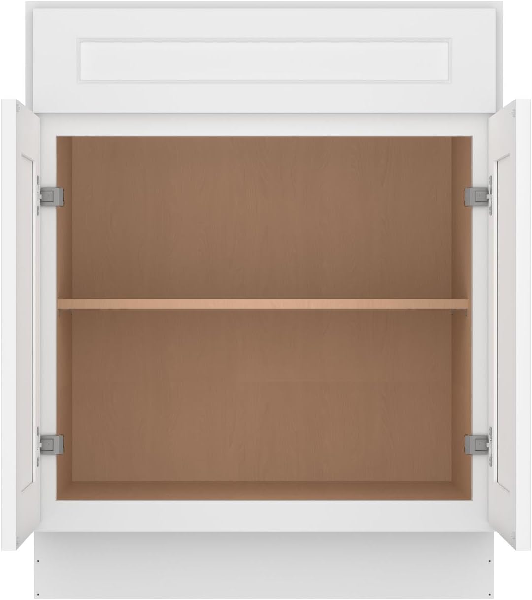 Furinno Shaker Drawer Base Kitchen Cabinet with 2-Doors, Ready to Assemble, 24 D x 27 W x 34.5 H, White