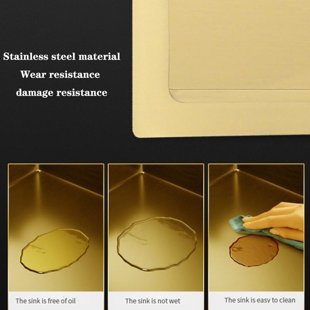 Kitchen Sinks, Single Bowl Multifunctional Stainless Steel Sink Kitchen Dish Washibasin Large Capacity Single Bowl Sink Beautiful Sink (68 * 46 * 22Cm