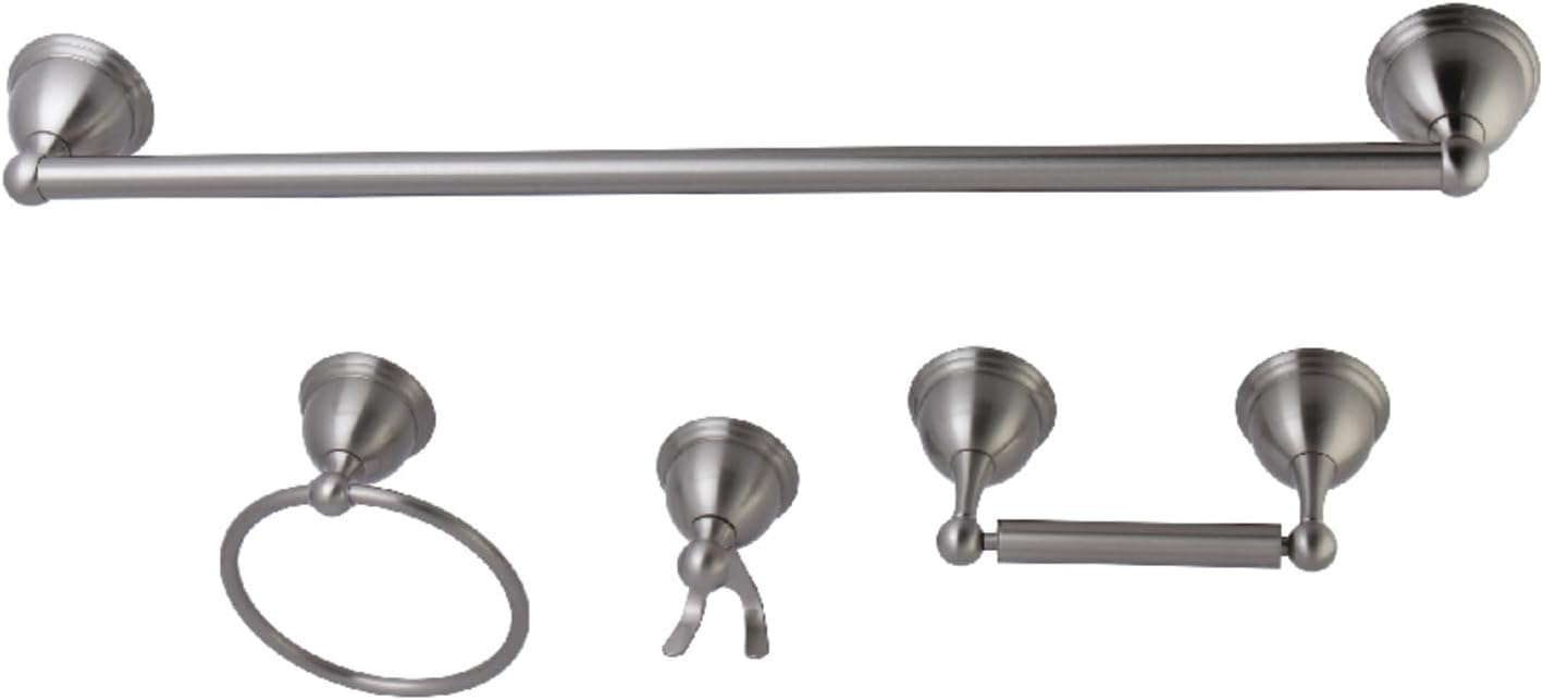 Kingston Brass BAK3961478SN Restoration 4-Piece 24-Inch Towel Bar Bathroom Accessory Set in Brushed Nickel