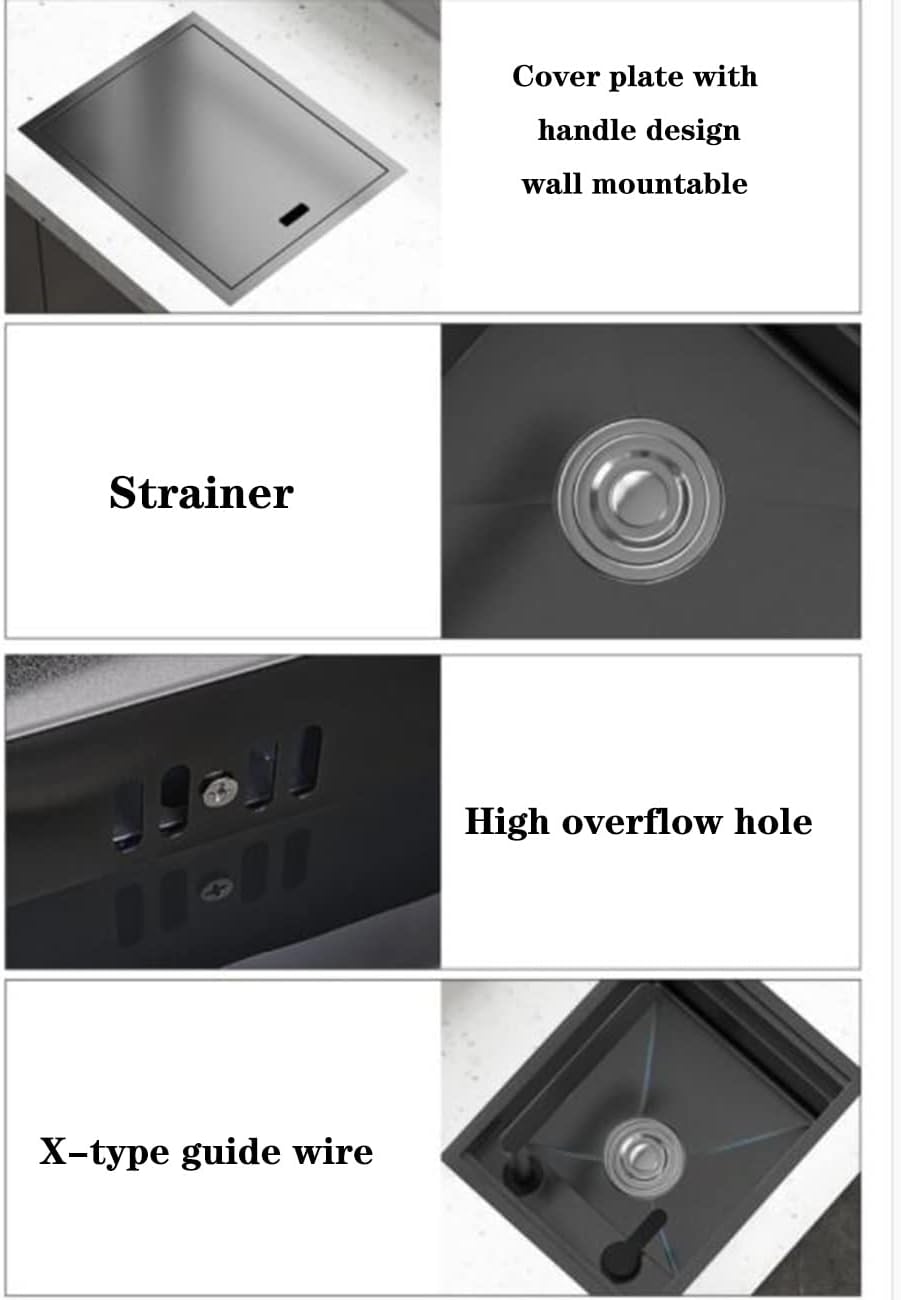 Kitchen Sinks, Single Bowl Rv Hidden Sink Small Single Bowl Sink Built-in Sink Kitchen Pantry Bar Sink Space Saving (35 * 45 * 22Cm