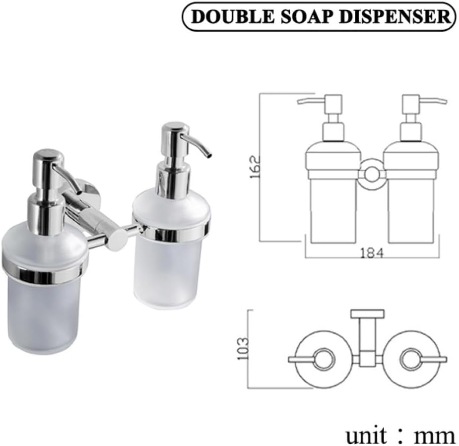 Chrome Bathroom Hardware Sets Stainless Steel Toilet Brush Holder WC Roll Paper Towel Bar Shelf Shower Soap Dish Wall Robe Hooks,Double Dispenser